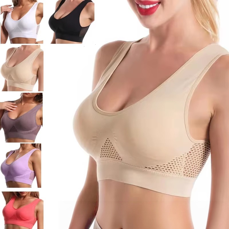 Women'S Fashion Gifts - プラスサイズ 1枚入り レディーススポーツブラ 大きいサイズ スチールリングなし シームレス下着