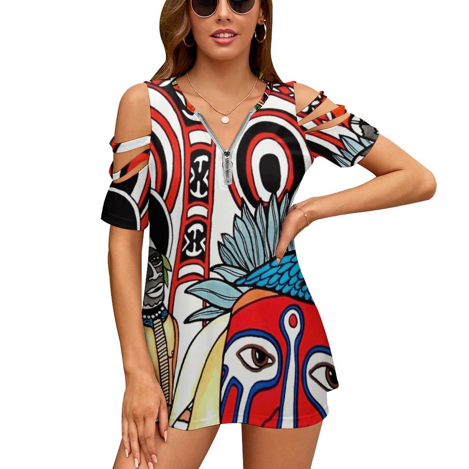 Women Fashion Png - 女性用半袖VネックTシャツ,VネックプリントTシャツ,カルチャーアーティスト,リッチ,ファッション,新作,No。258