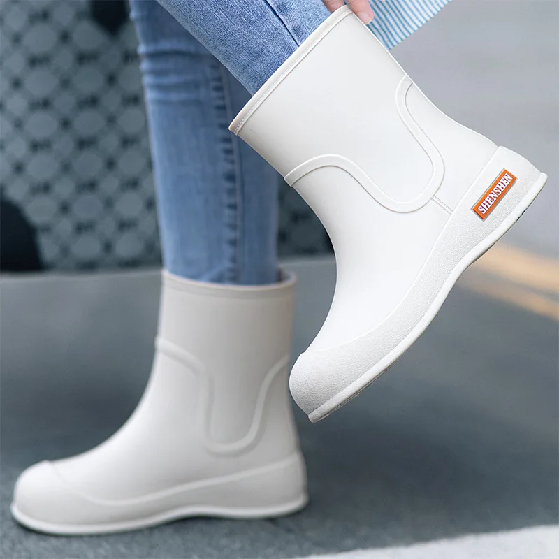 Women'S Fashion Rain Boots - おしゃれな女性用レインブーツ、アウトドア用、ミッドカーフ丈の防水・滑り止めラバーシューズ、キッチン作業用、ウォーターブーツ