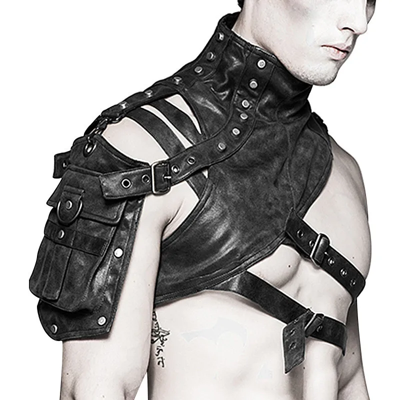 Women'S Fashion Leather Jacket - スチームパンク中世革鎧ワンショルダールネッサンスベストポケット付き男性女性ハロウィンコスプレトップスパンクジャケット