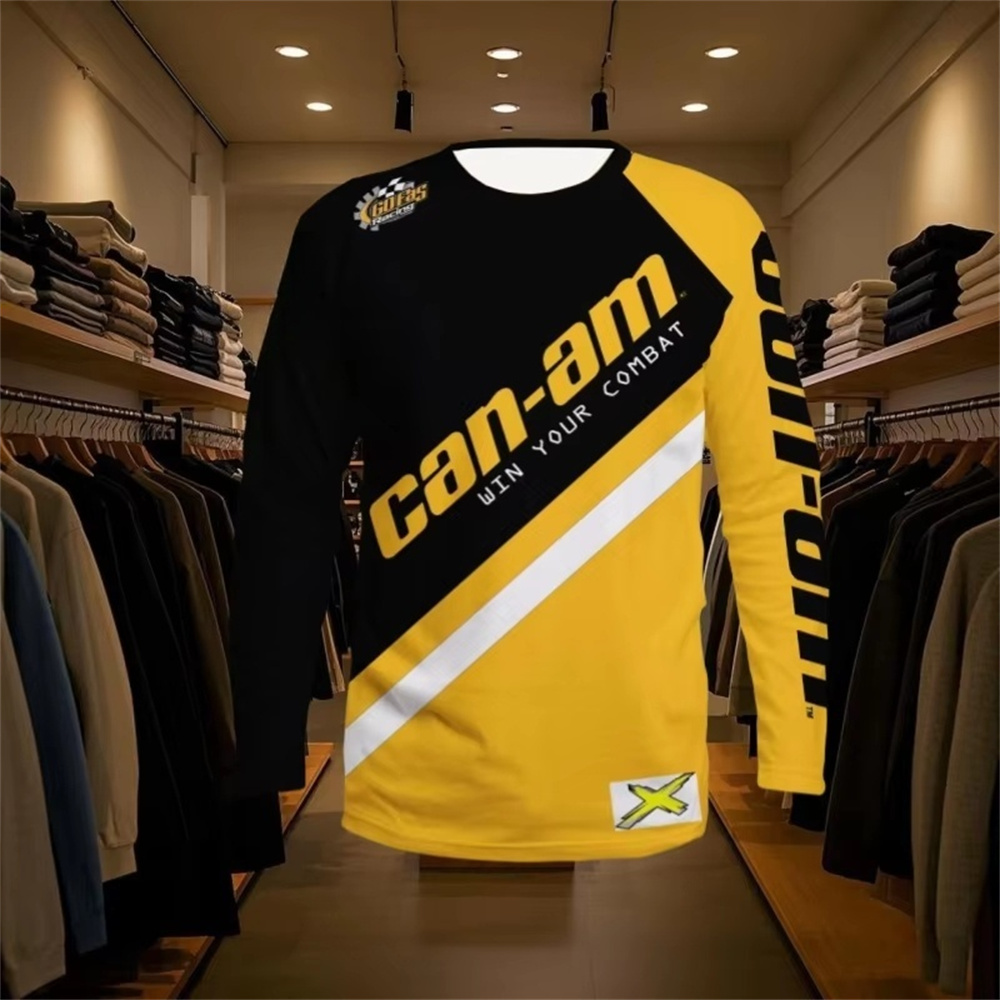 Women Fashion Images - バイクレース用長袖ラウンドネックTシャツ、男女兼用、ファッショナブルなCan Amチーム長袖Tシャツ、スポーツメンズウェア