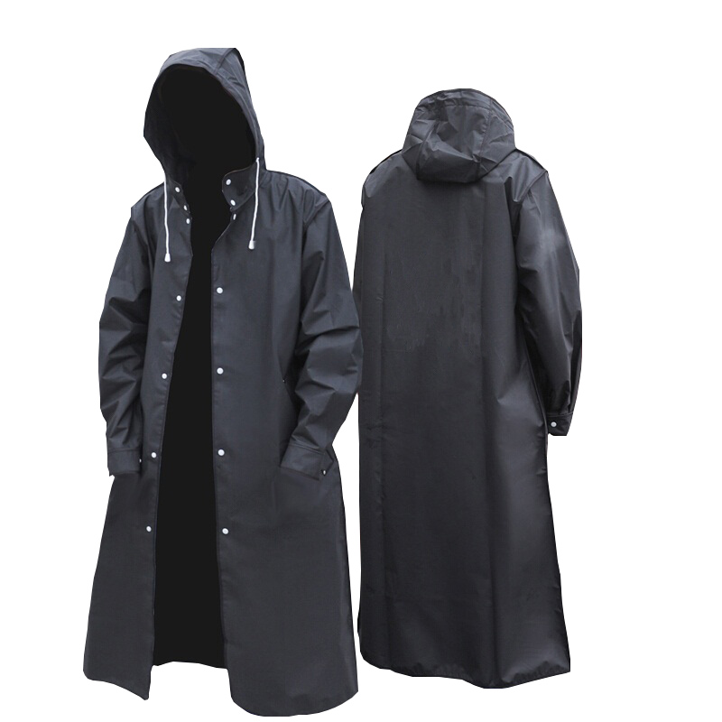 Women'S Fashion Raincoat - 黒のファッション大人の防水ロングレインコート女性男性レインコートフード付き屋外ハイキング旅行釣り登山肥厚