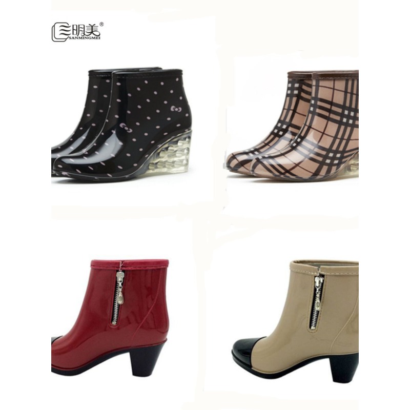 女性のハイヒールレインブーツショートアンクル防水ノンスリップ - Women'S Fashion Rain Boots のレビューと価格