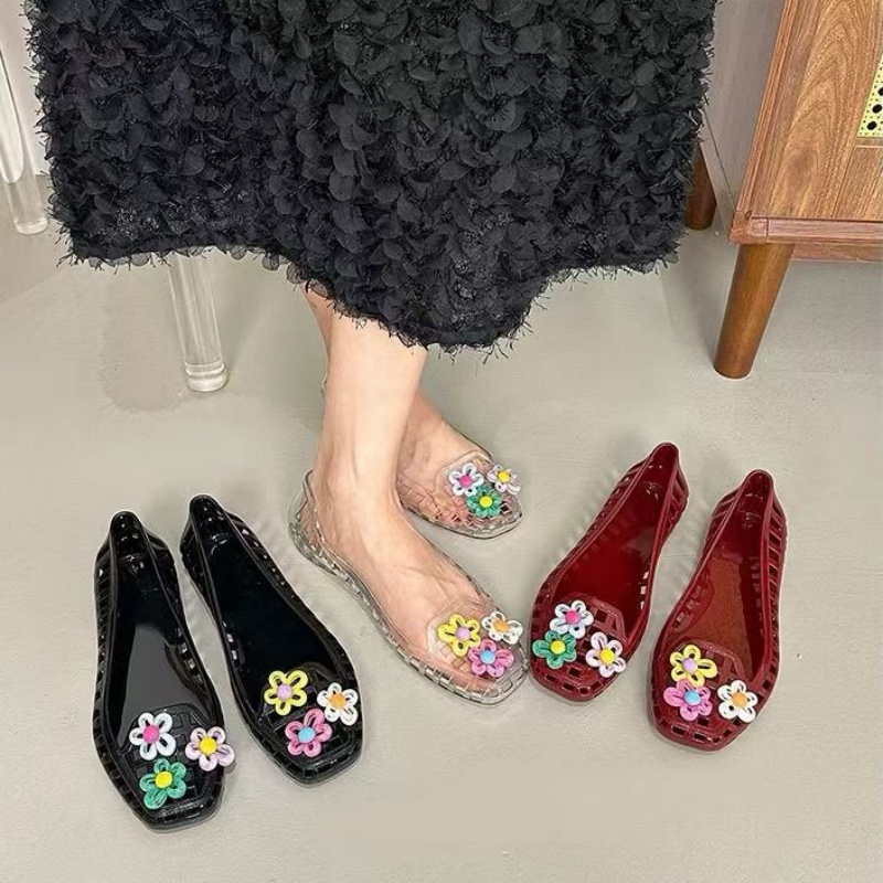 中空かわいいドーパミンシューズシックな手作りフラワーゼリーシ - Women Fashion Hub のレビューと価格