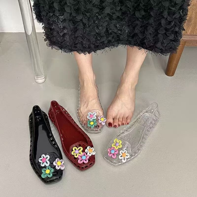 中空かわいいドーパミンシューズシックな手作りフラワーゼリーシ - Women Fashion Hub のレビューと価格