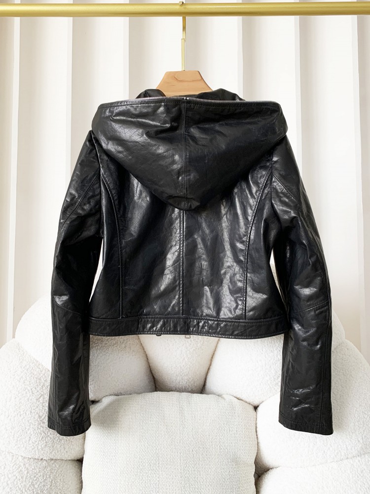 秋のカジュアル女性ファッションジッパースリム牛本革オイルワッ - Women'S Fashion Leather Jacket のレビューと価格