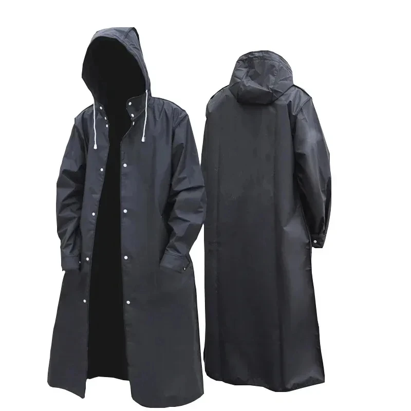 男性と女性のための防水ロングフード付きレインコート,黒,大人 - Women'S Fashion Raincoat のレビューと価格