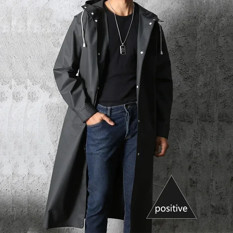男性と女性のための防水ロングフード付きレインコート,黒,大人 - Women'S Fashion Raincoat のレビューと価格
