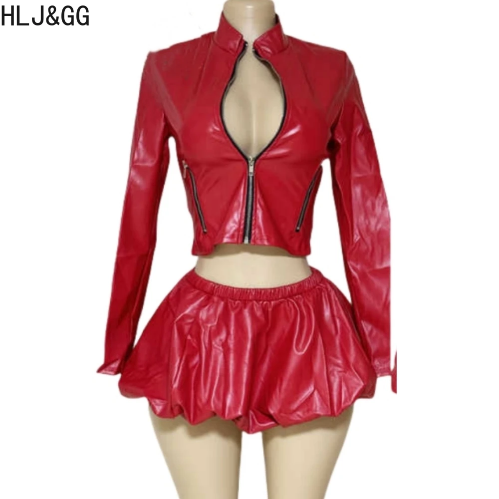 Hlj & gg-女性用ツーピースレザージッパーセット、長袖 - Women'S Fashion Leather Jacket のレビューと価格