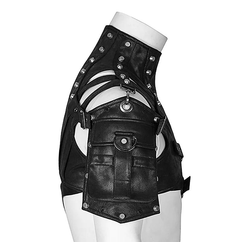 スチームパンク中世革鎧ワンショルダールネッサンスベストポケッ - Women'S Fashion Leather Jacket のレビューと価格