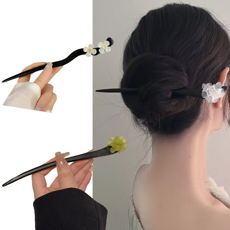 ヴィンテージ中国風の木製花ヘアスティックパールヘアピンジュエ - Women Fashion Hub のレビューと価格