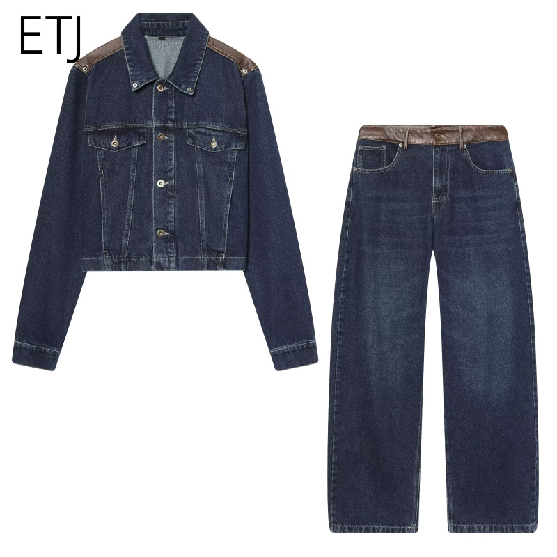 ETJ レディースデニムジャケット＆ジーンズセット クロップ - Women'S Fashion Leather Jacket のレビューと価格