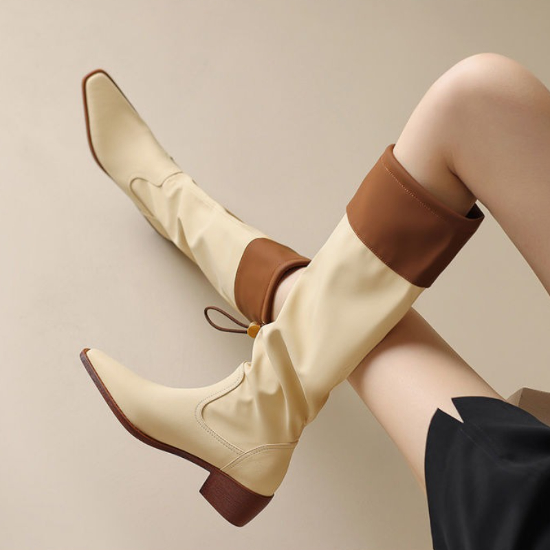 アプリコットスクエアトゥレディースロングブーツ防水ファッショ - Women Fashion Trend 2025 のレビューと価格