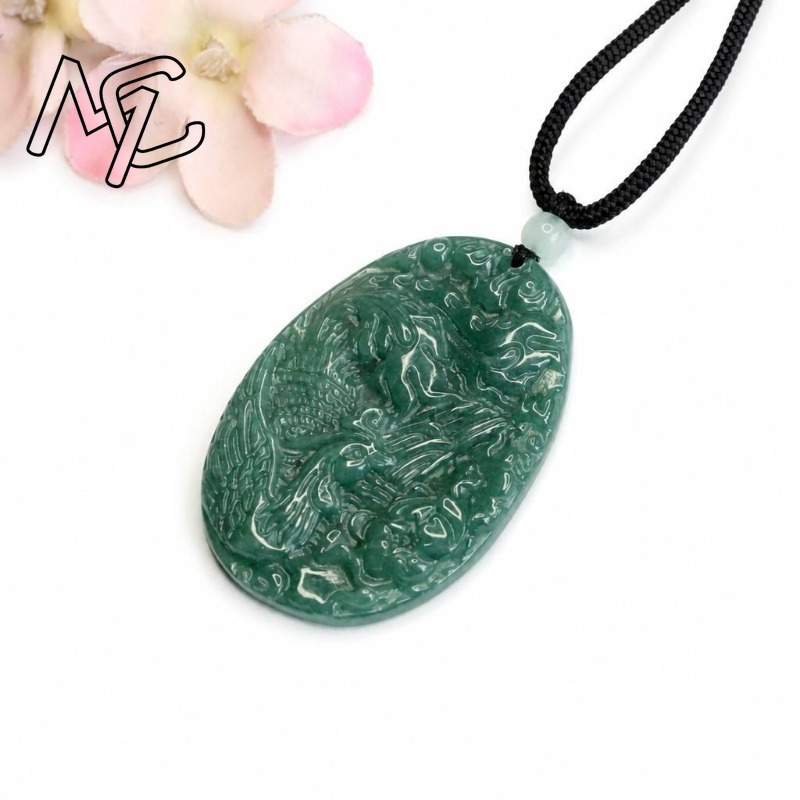 本物の天然エメラルド翡翠ブルーウォーターフェニックスペンダン - Women'S Fashion Gifts のレビューと価格