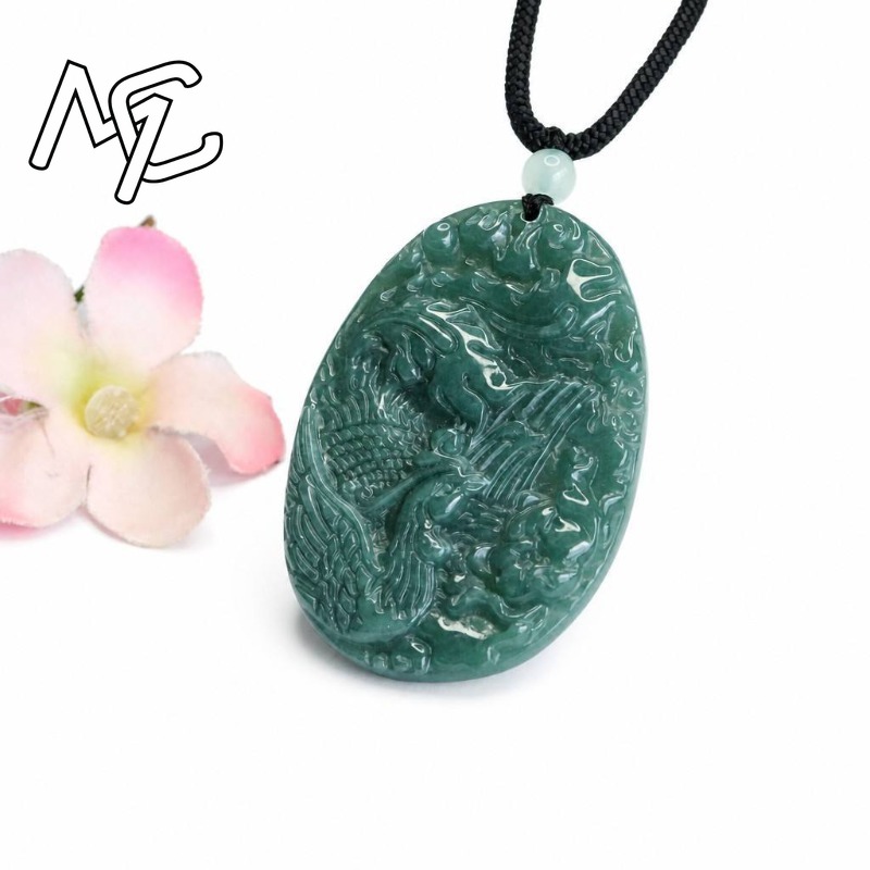 本物の天然エメラルド翡翠ブルーウォーターフェニックスペンダン - Women'S Fashion Gifts のレビューと価格