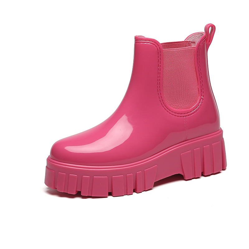 プラットフォームブーツ女性ガーデン長靴防水ゴムチェルシーブー - Women'S Fashion Rain Boots のレビューと価格