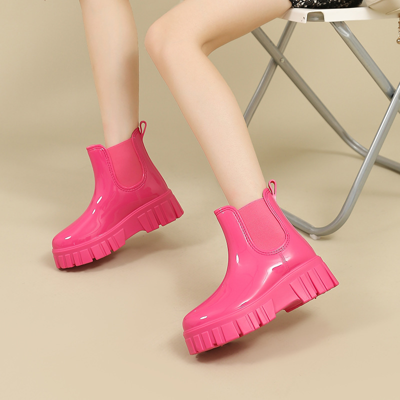 プラットフォームブーツ女性ガーデン長靴防水ゴムチェルシーブー - Women'S Fashion Rain Boots のレビューと価格