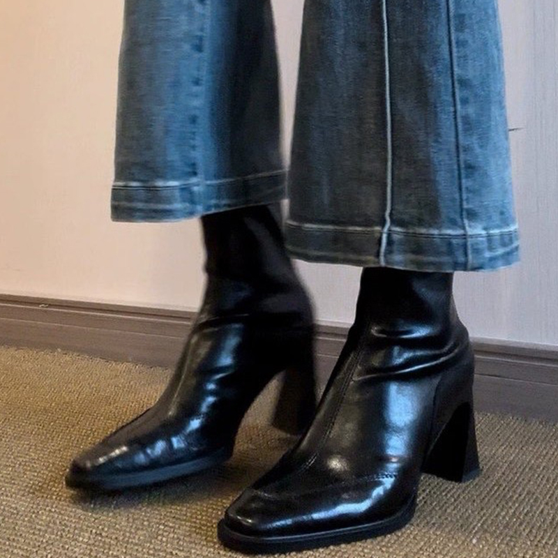 ハイヒールの女性のアンクルブーツファッション分厚いエレガント - Women Fashion Trend 2025 のレビューと価格